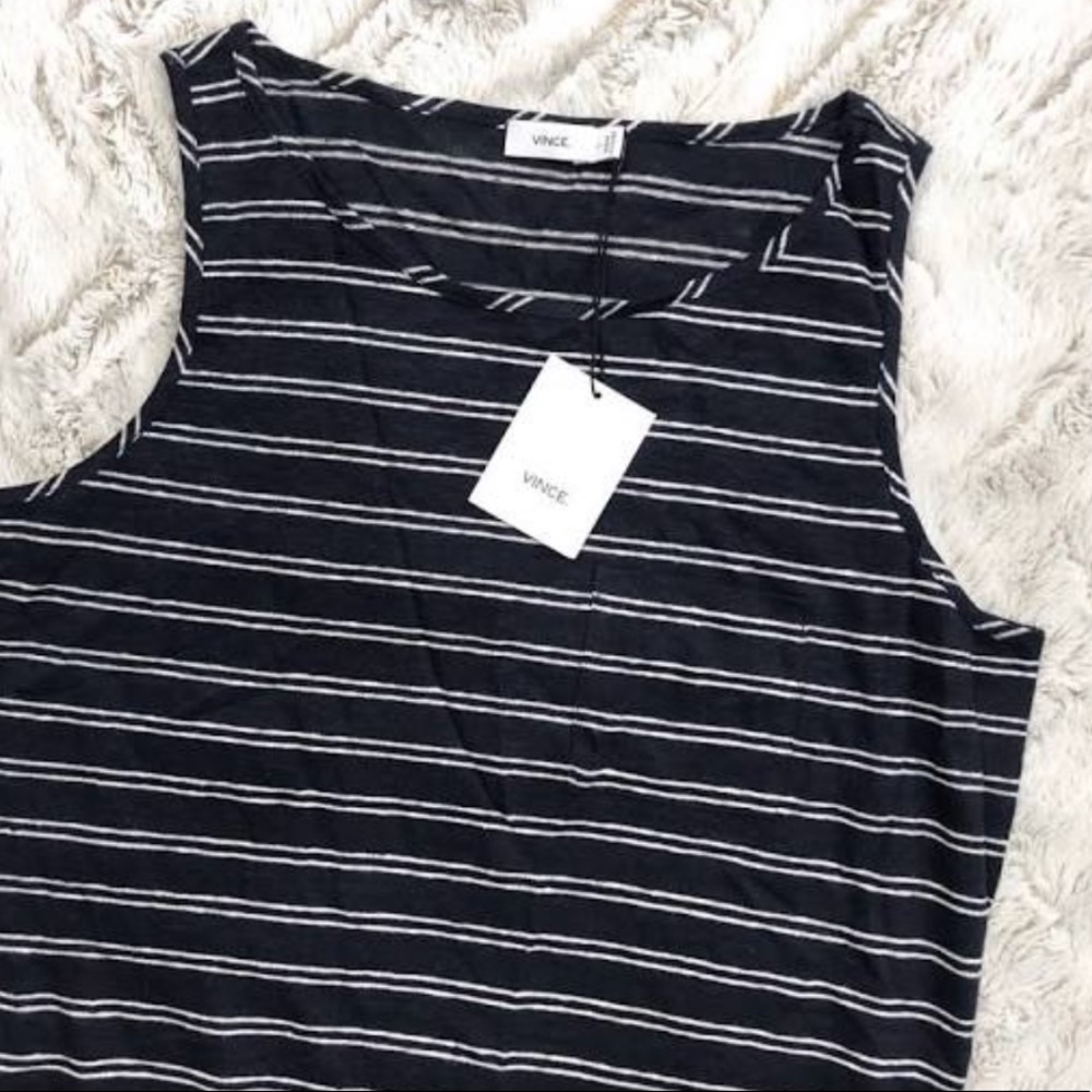 VINCE DOUBLE STRIPED LINEN DRESS - Picture 6 of 7